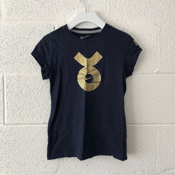 Nike Navy And Gold Tshirt Girls Sz Med 